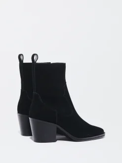 PARFOIS Botín Cowboy De Piel Con Tacón Negro Discount