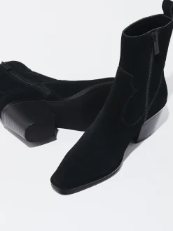 PARFOIS Botín Cowboy De Piel Con Tacón Negro Discount