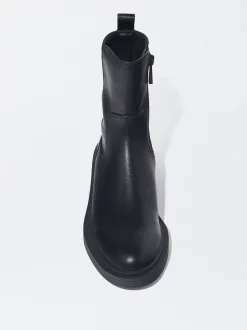 PARFOIS Botín Plano Con Elásticos Negro Cheap
