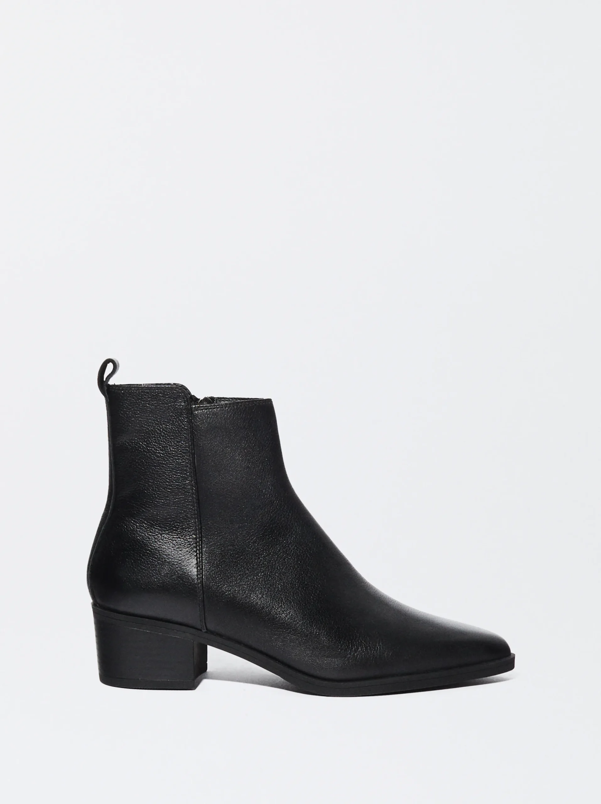 PARFOIS Botín Tacón Medio De Piel Negro Discount