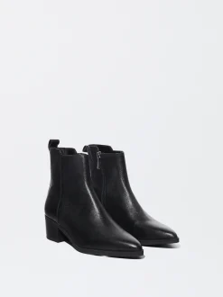 PARFOIS Botín Tacón Medio De Piel Negro Discount