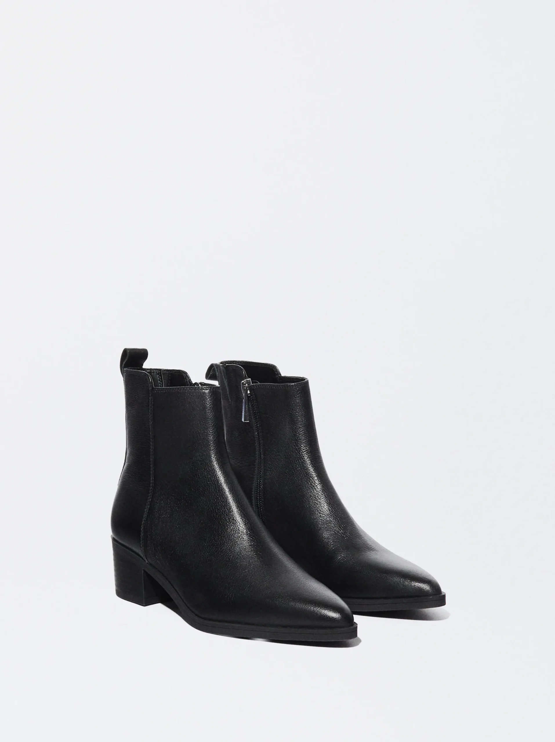 PARFOIS Botín Tacón Medio De Piel Negro Discount