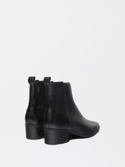 PARFOIS Botín Tacón Medio De Piel Negro Discount