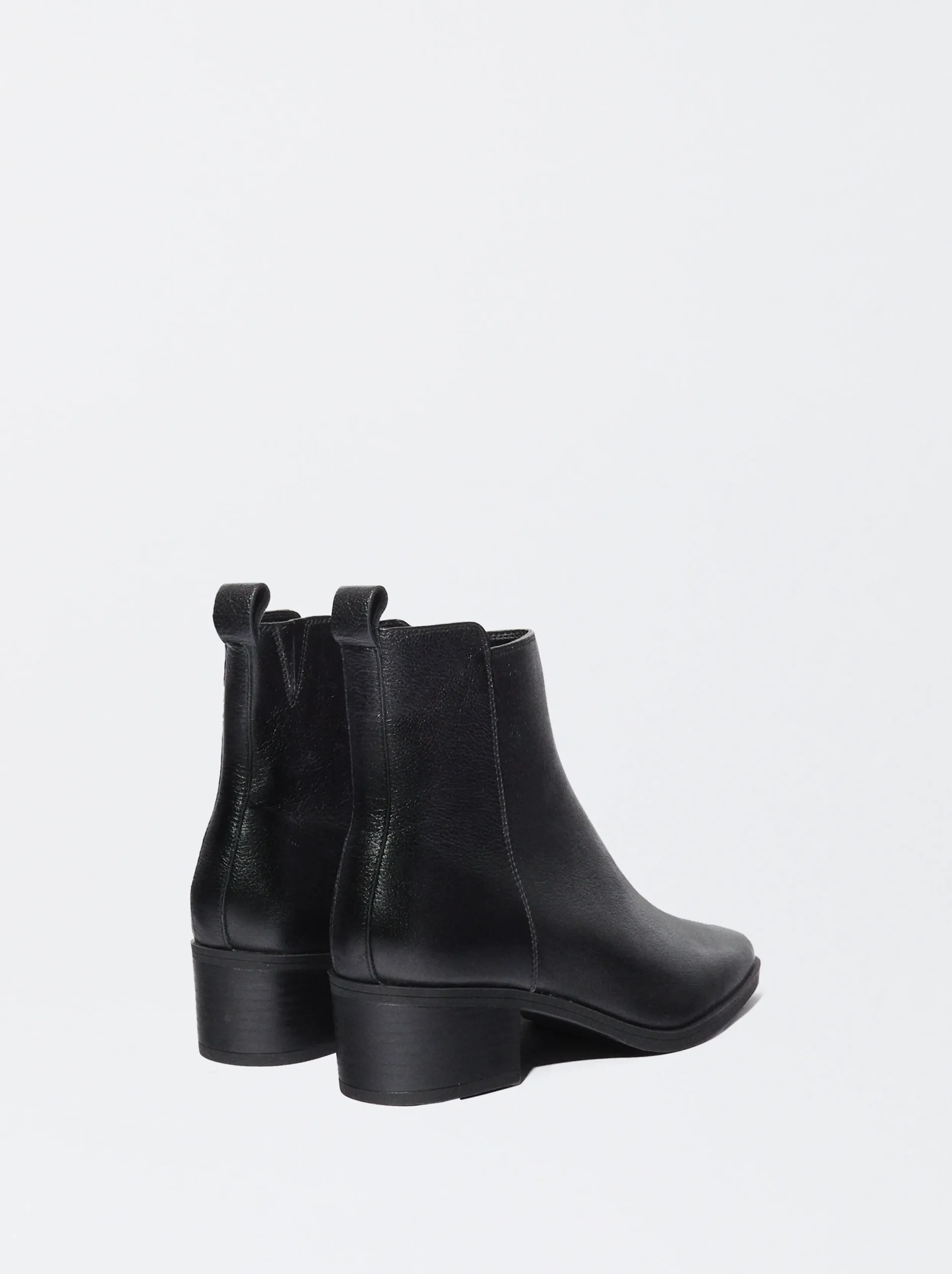 PARFOIS Botín Tacón Medio De Piel Negro Discount