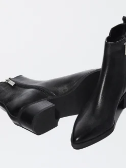 PARFOIS Botín Tacón Medio De Piel Negro Discount