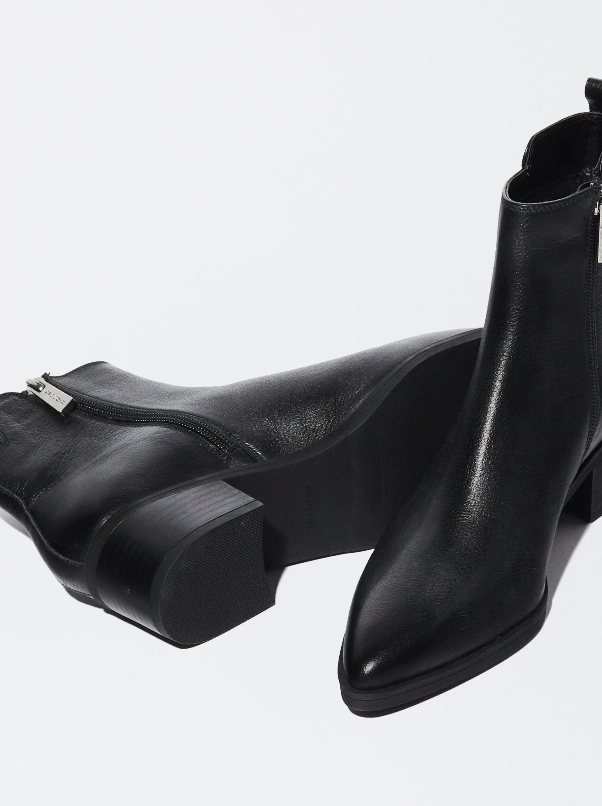 PARFOIS Botín Tacón Medio De Piel Negro Discount