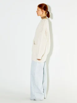 PARFOIS Cárdigan Con Mezcla De Lana Blanco Cheap