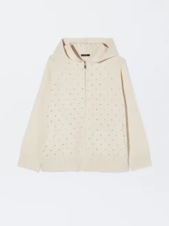 PARFOIS C&aacute;rdigan De Punto Com Strass Crudo Best