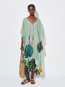 PARFOIS Caftán Estampado Con Pompones Multicor Cheap