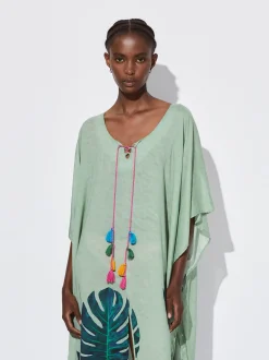 PARFOIS Caftán Estampado Con Pompones Multicor Cheap