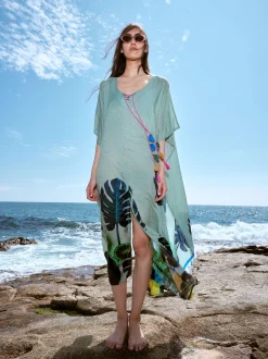 PARFOIS Caftán Estampado Con Pompones Multicor Cheap