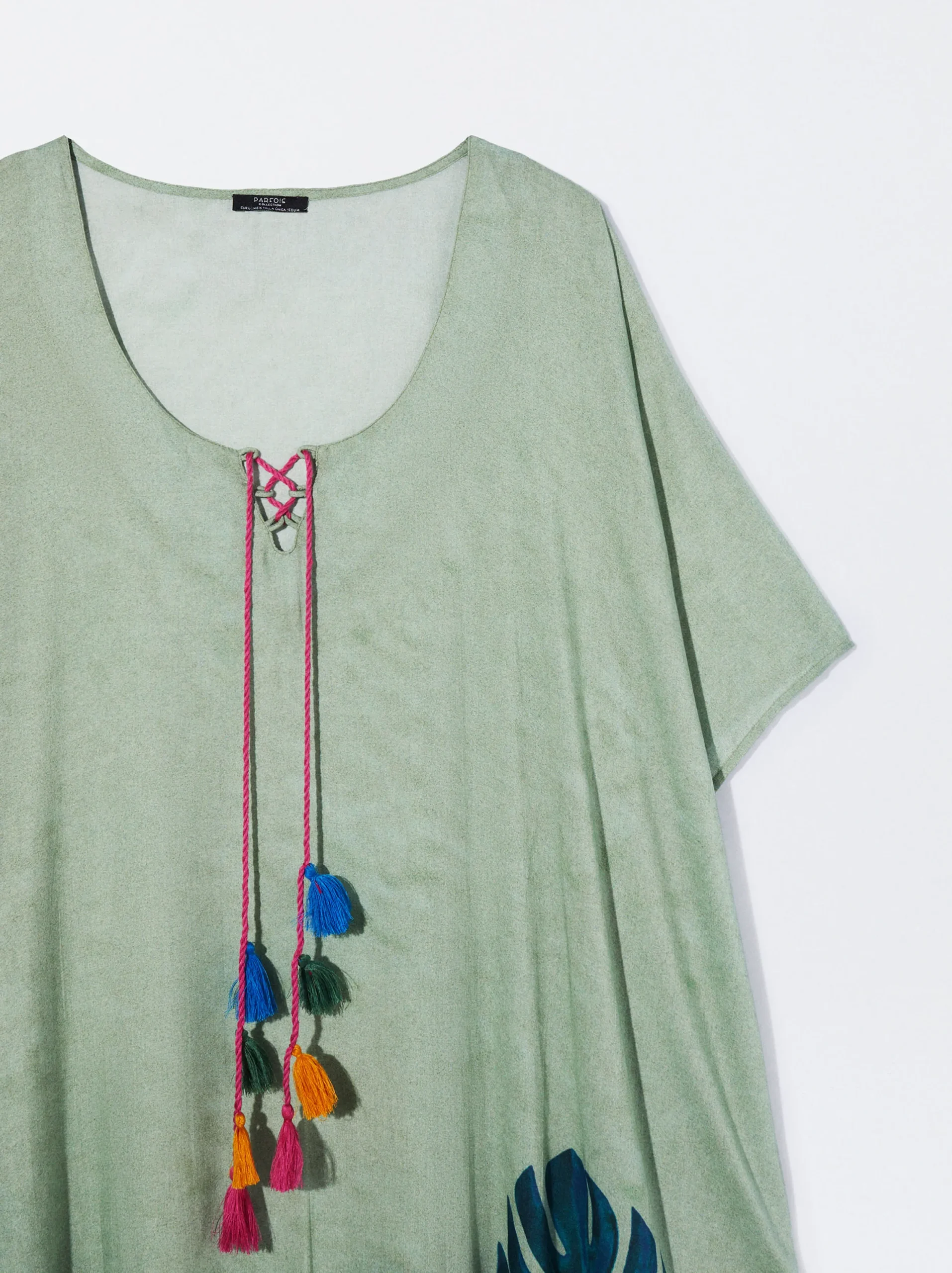 PARFOIS Caftán Estampado Con Pompones Multicor Cheap