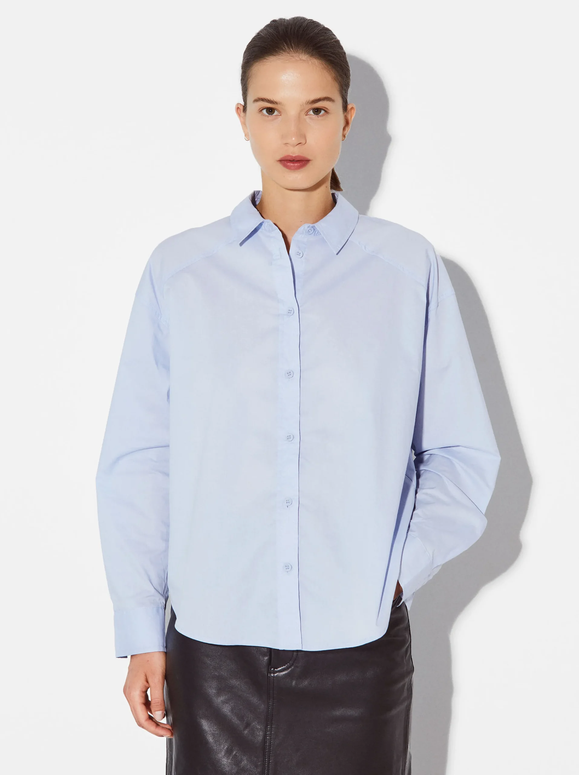 PARFOIS Camisa 100% Algodón Azul Cheap