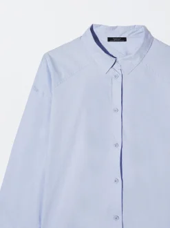 PARFOIS Camisa 100% Algodón Azul Cheap