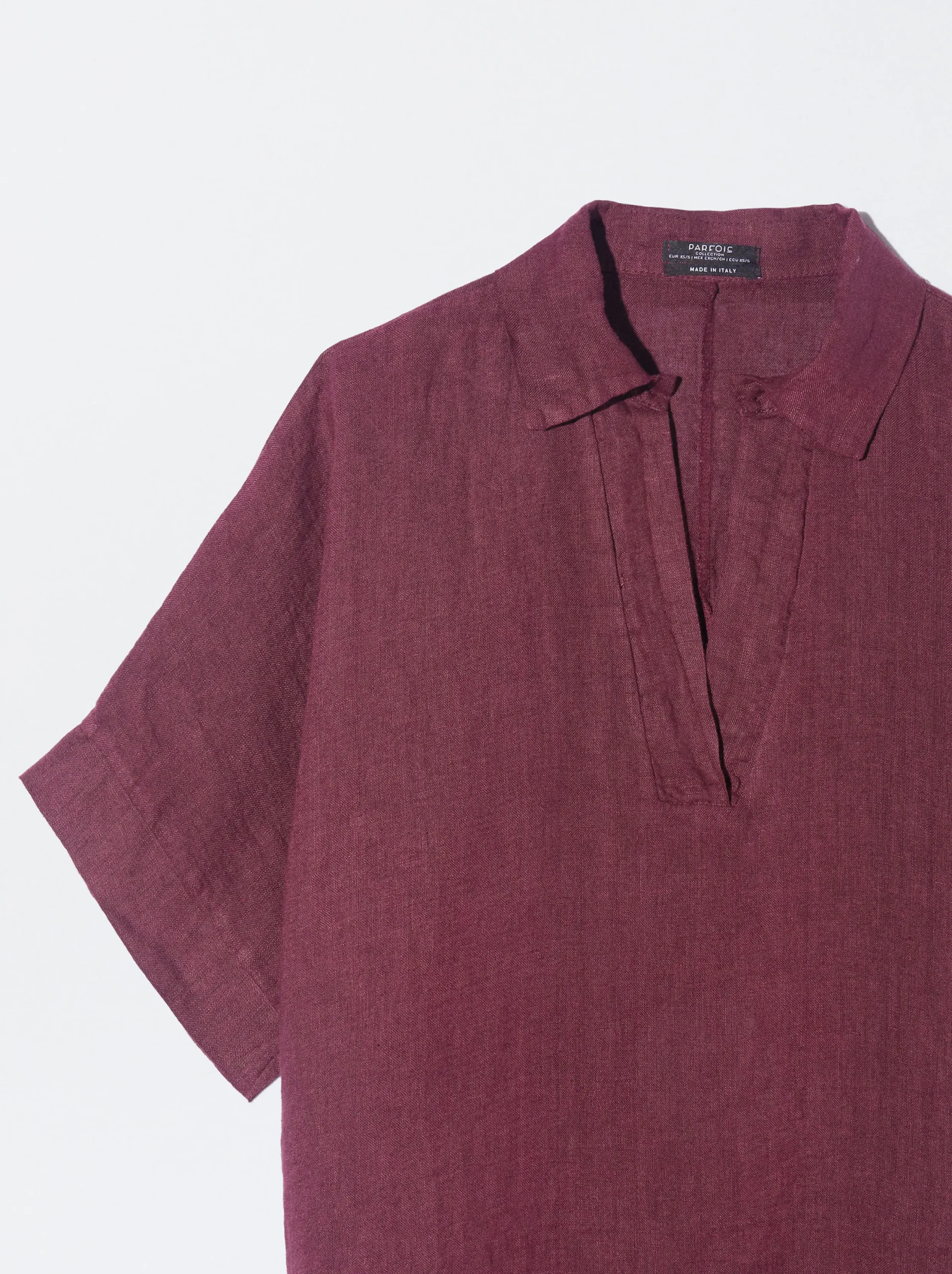 PARFOIS Camisa 100% Lino Burdeos New