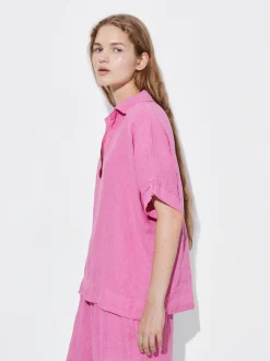 PARFOIS Camisa 100% Lino Rosa Outlet