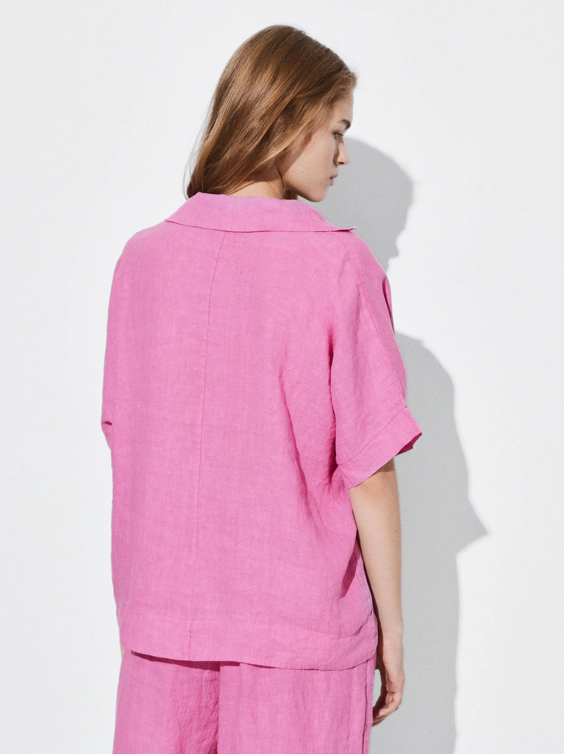 PARFOIS Camisa 100% Lino Rosa Outlet