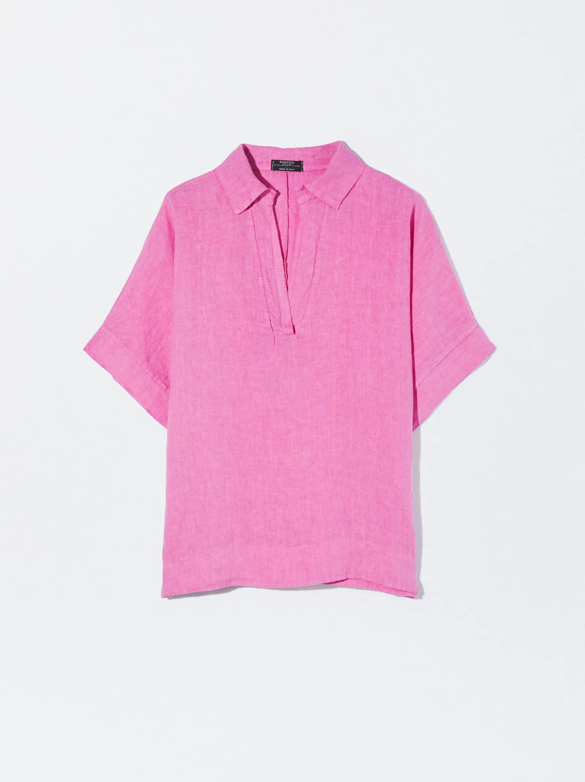 PARFOIS Camisa 100% Lino Rosa Outlet