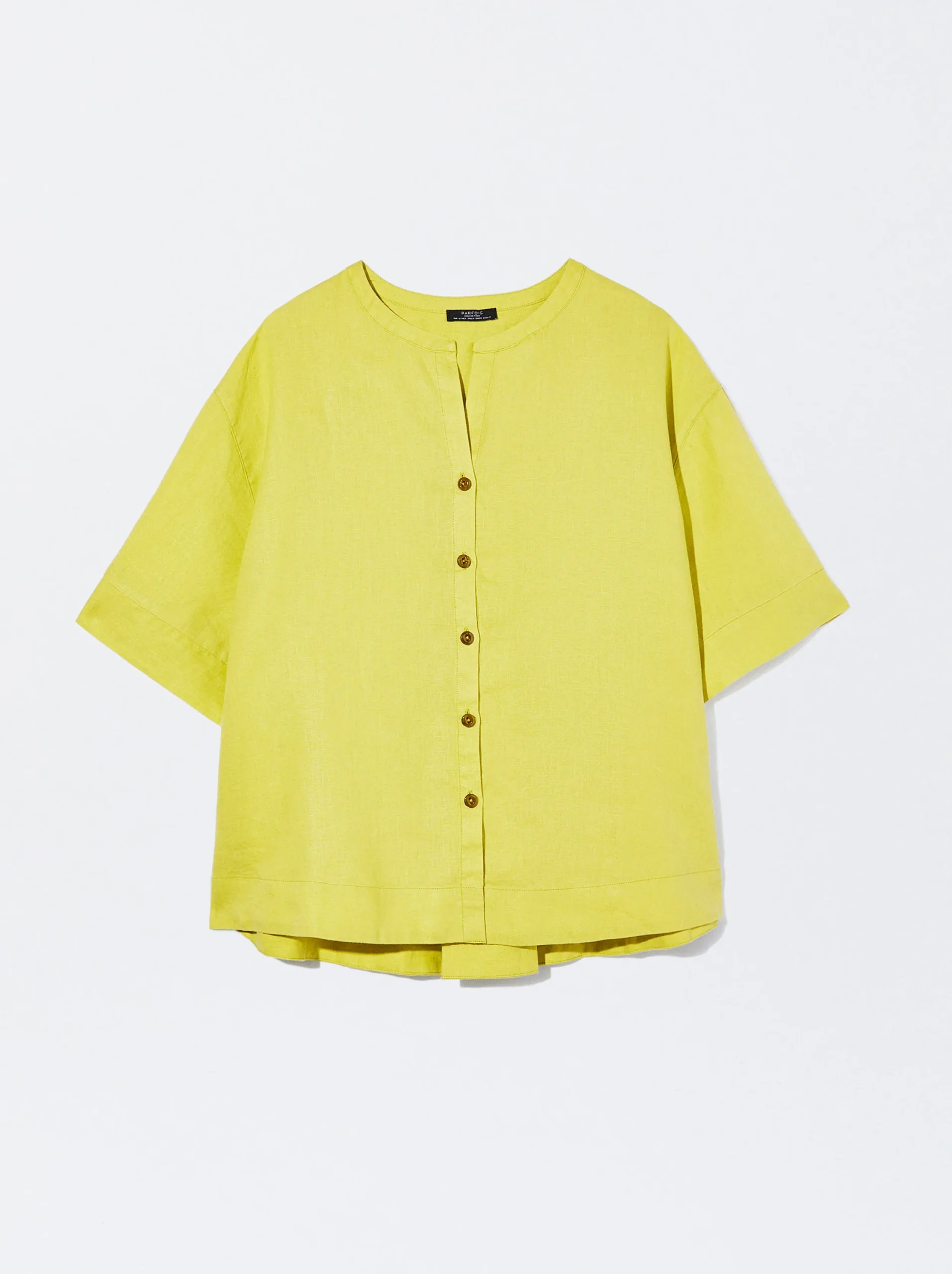 PARFOIS Camisa 100% Lino Amarillo Best
