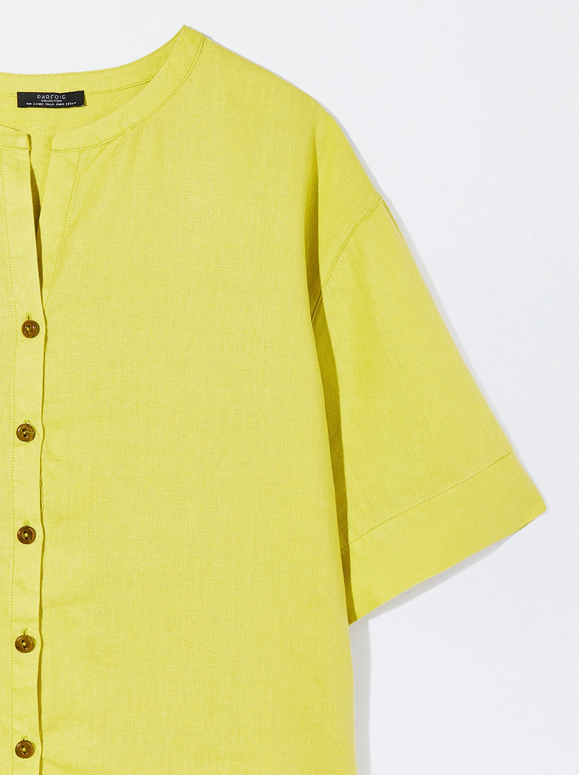 PARFOIS Camisa 100% Lino Amarillo Best