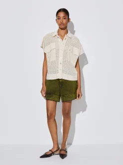 PARFOIS Camisa Algodón Con Bordado Crudo Cheap