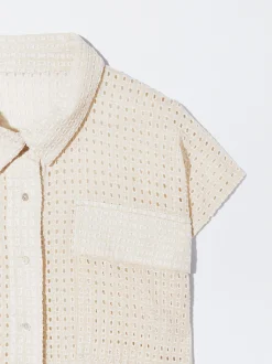 PARFOIS Camisa Algodón Con Bordado Crudo Cheap