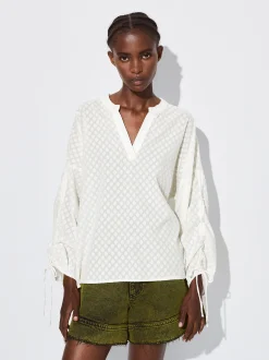 PARFOIS Camisa Algodón Con Lazada Crudo Clearance