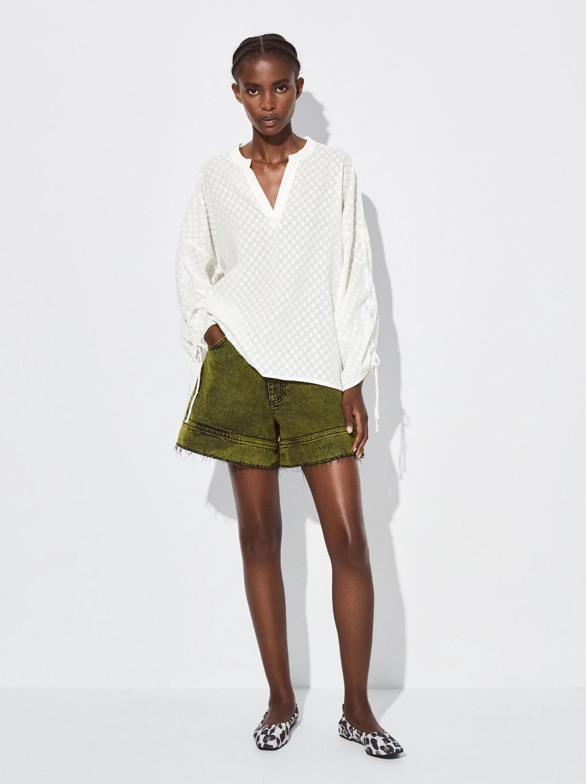 PARFOIS Camisa Algodón Con Lazada Crudo Clearance