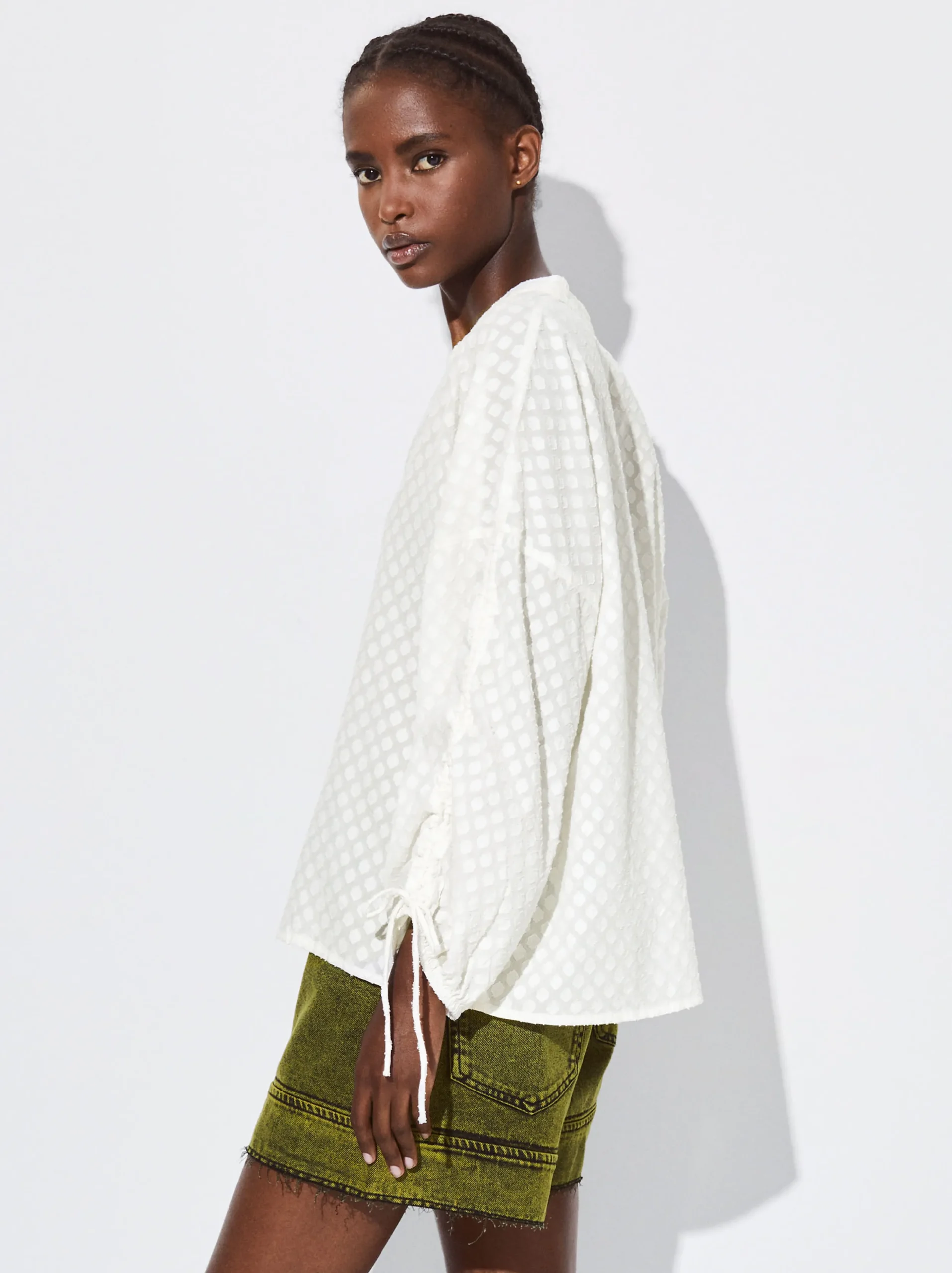 PARFOIS Camisa Algodón Con Lazada Crudo Clearance