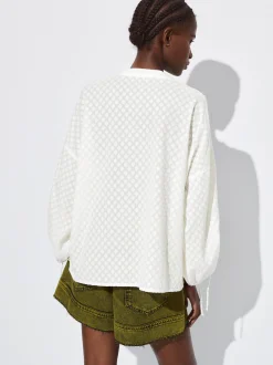 PARFOIS Camisa Algodón Con Lazada Crudo Clearance