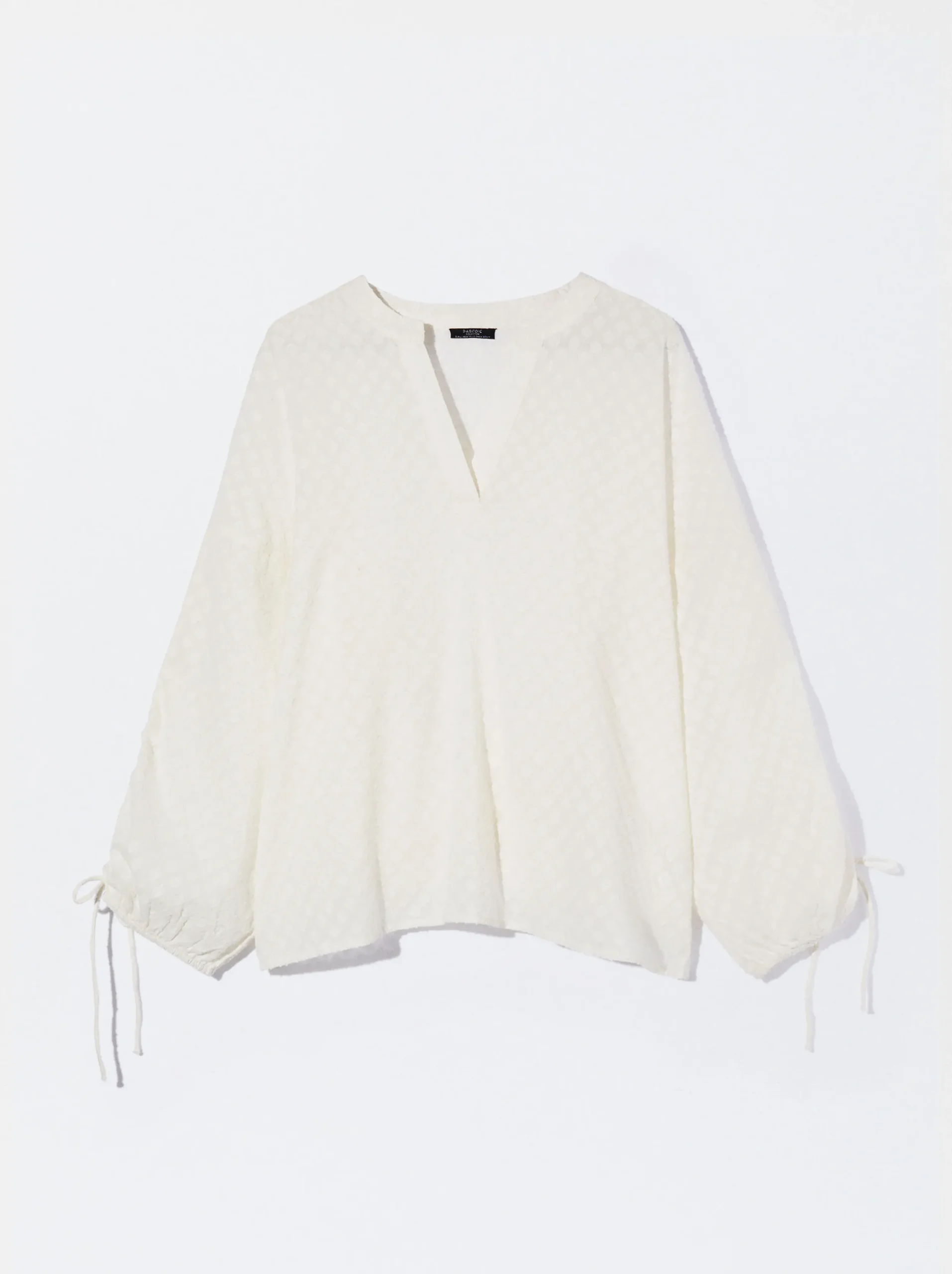 PARFOIS Camisa Algodón Con Lazada Crudo Clearance