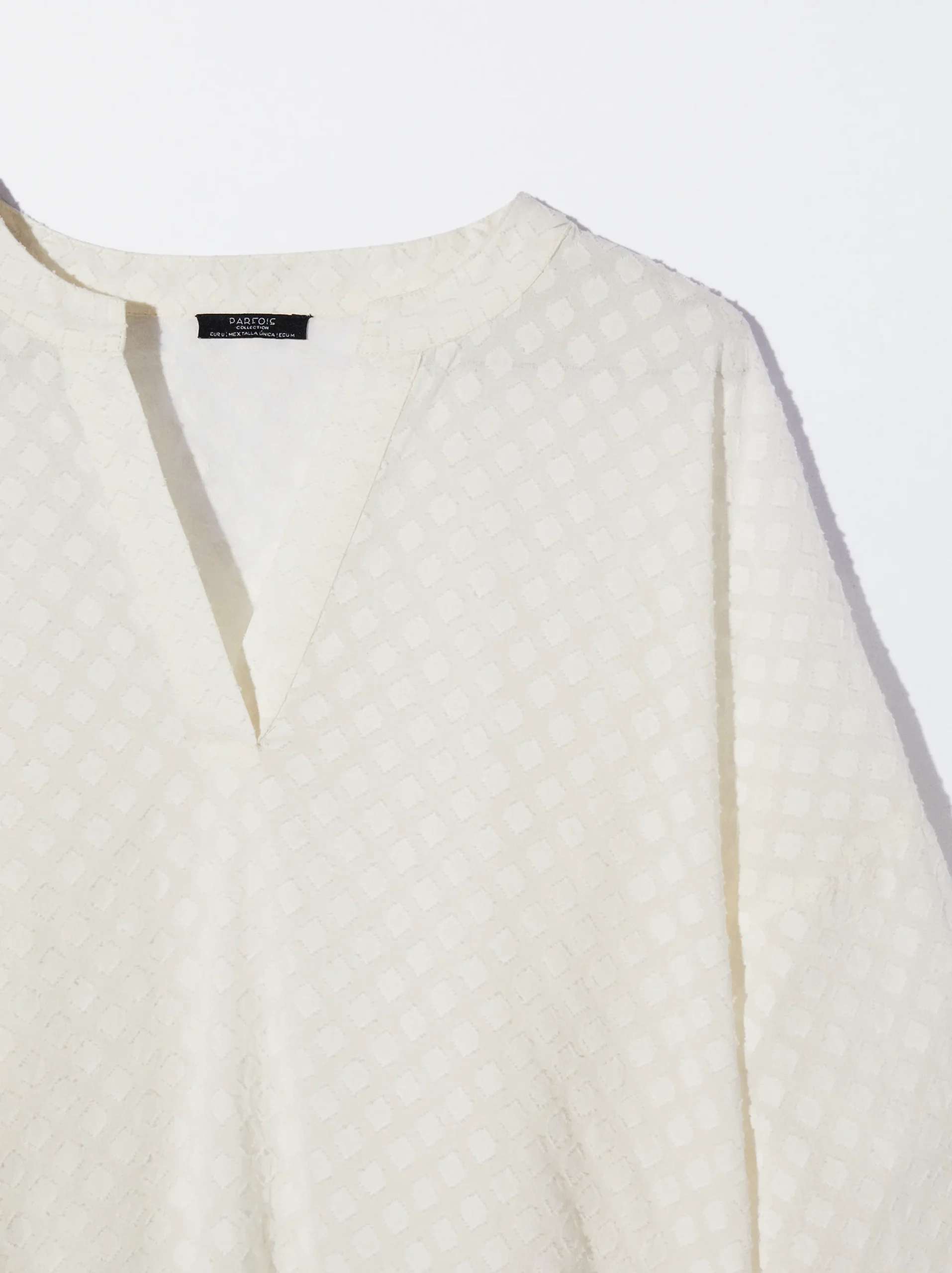 PARFOIS Camisa Algodón Con Lazada Crudo Clearance