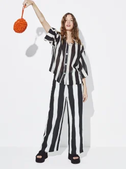 PARFOIS Camisa Algodón Con Rayas Multicor Discount