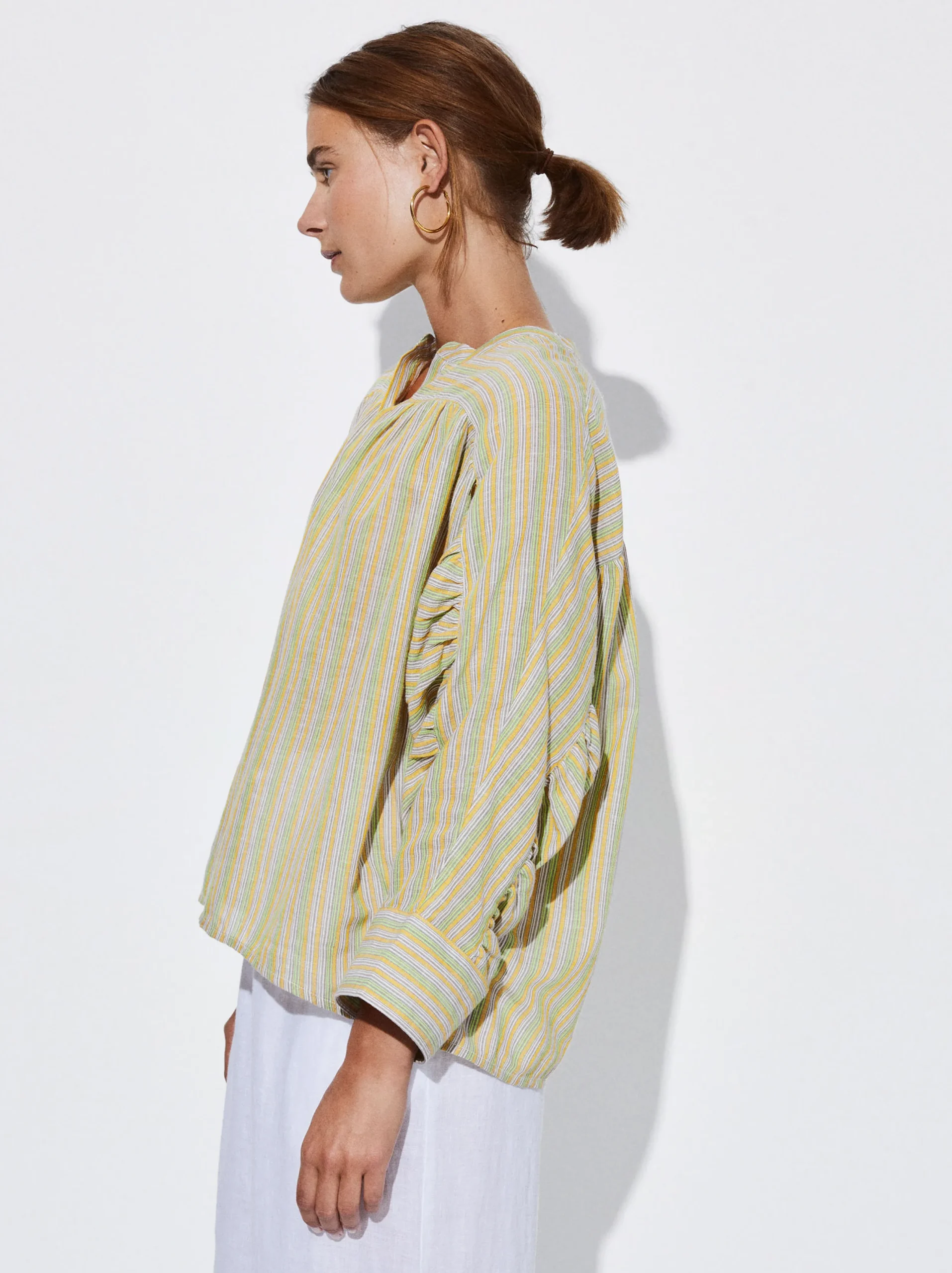 PARFOIS Camisa Algodón Con Rayas Multicor Cheap