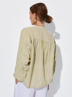 PARFOIS Camisa Algodón Con Rayas Multicor Cheap