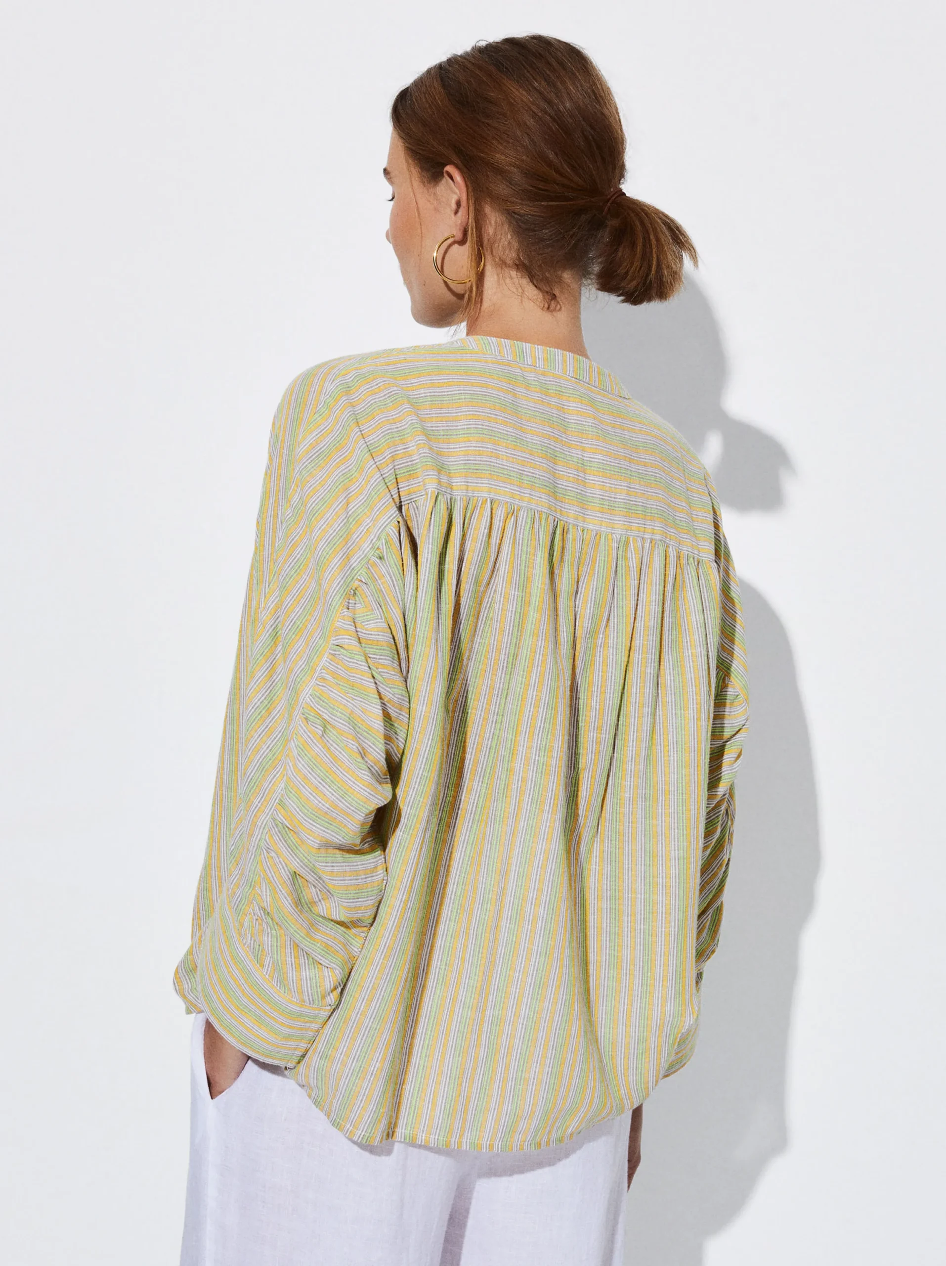 PARFOIS Camisa Algodón Con Rayas Multicor Cheap