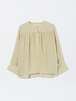 PARFOIS Camisa Algodón Con Rayas Multicor Cheap