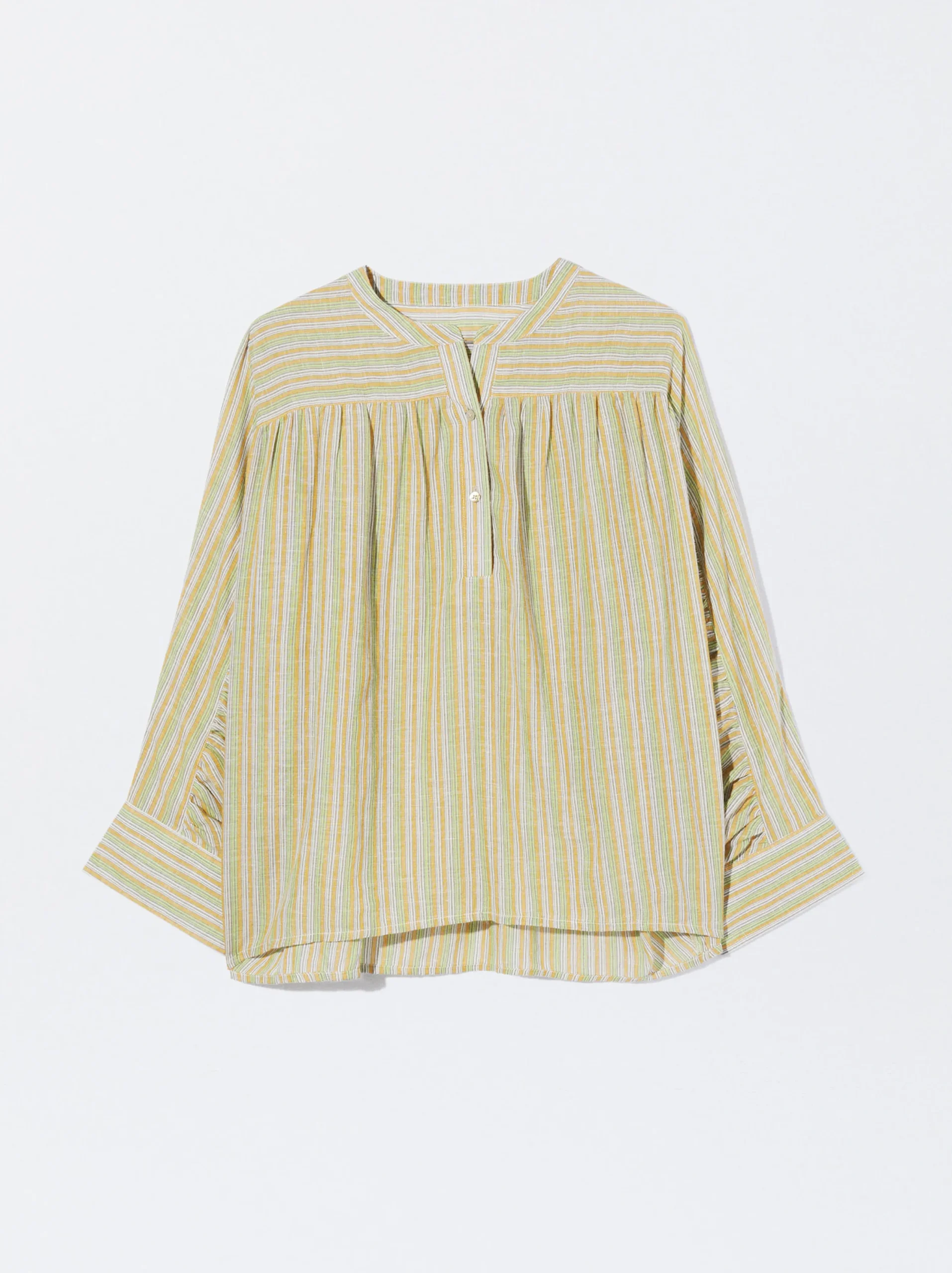 PARFOIS Camisa Algodón Con Rayas Multicor Cheap