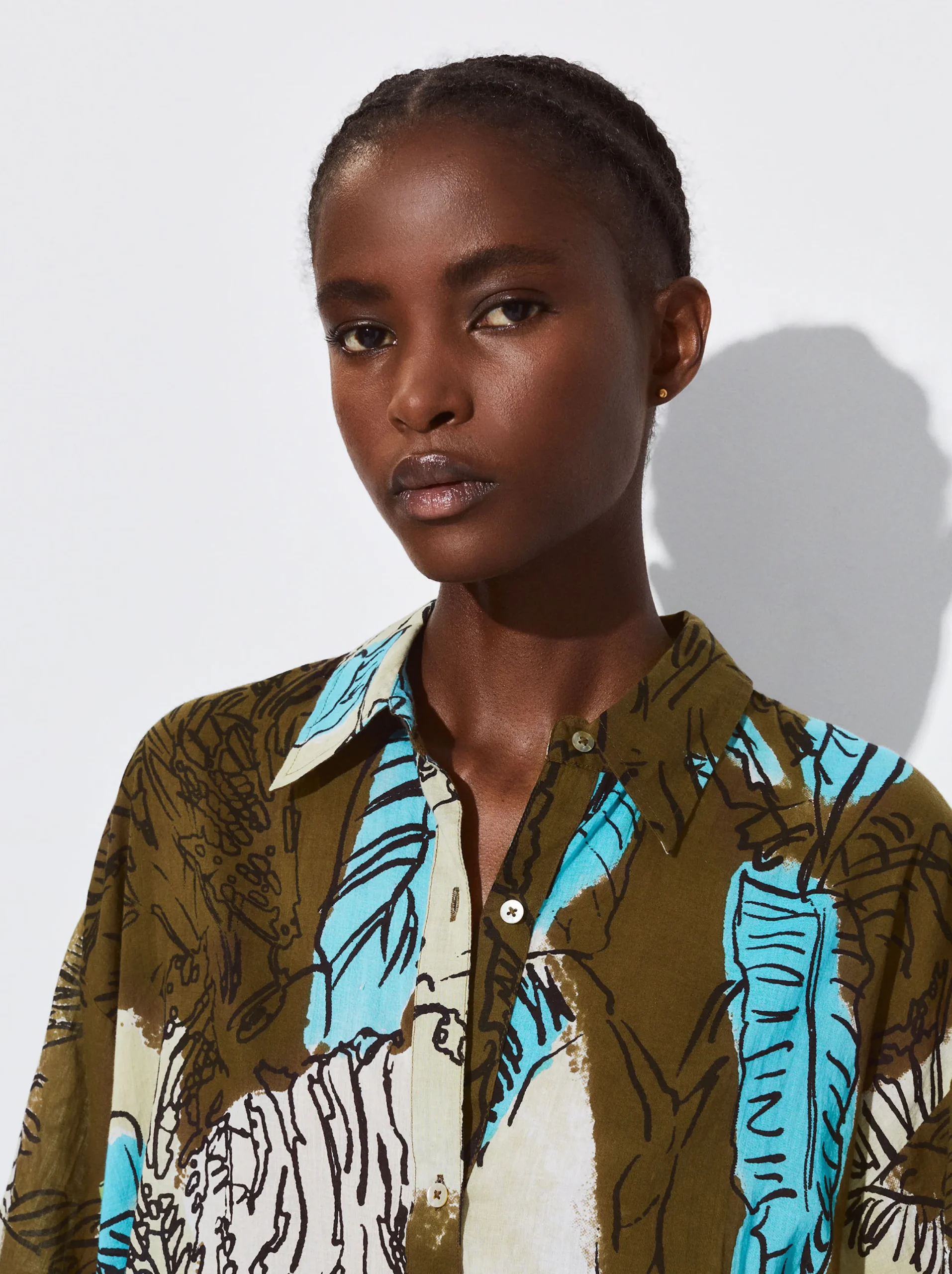 PARFOIS Camisa Algodón Estampada Caqui Discount