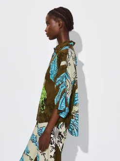 PARFOIS Camisa Algodón Estampada Caqui Discount
