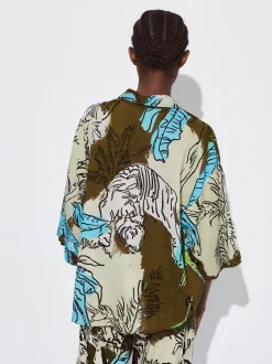 PARFOIS Camisa Algodón Estampada Caqui Discount