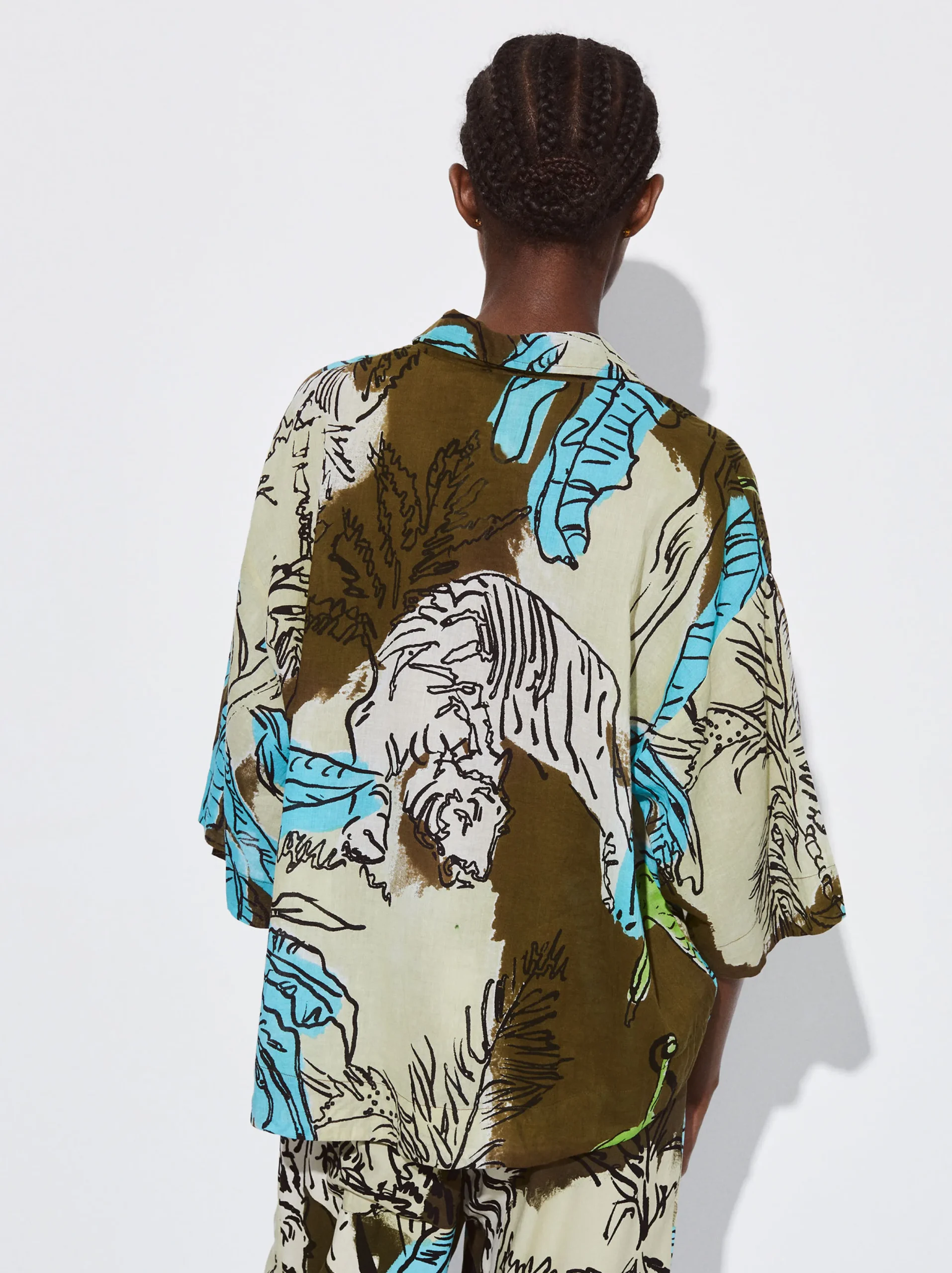 PARFOIS Camisa Algodón Estampada Caqui Discount