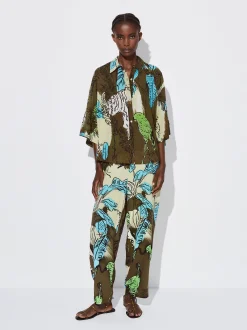 PARFOIS Camisa Algodón Estampada Caqui Discount