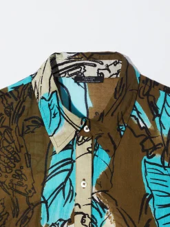 PARFOIS Camisa Algodón Estampada Caqui Discount