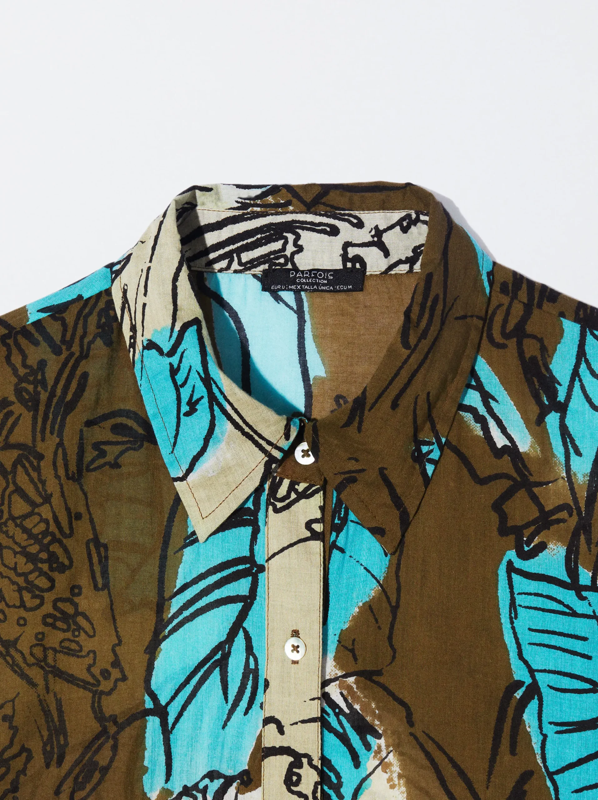 PARFOIS Camisa Algodón Estampada Caqui Discount