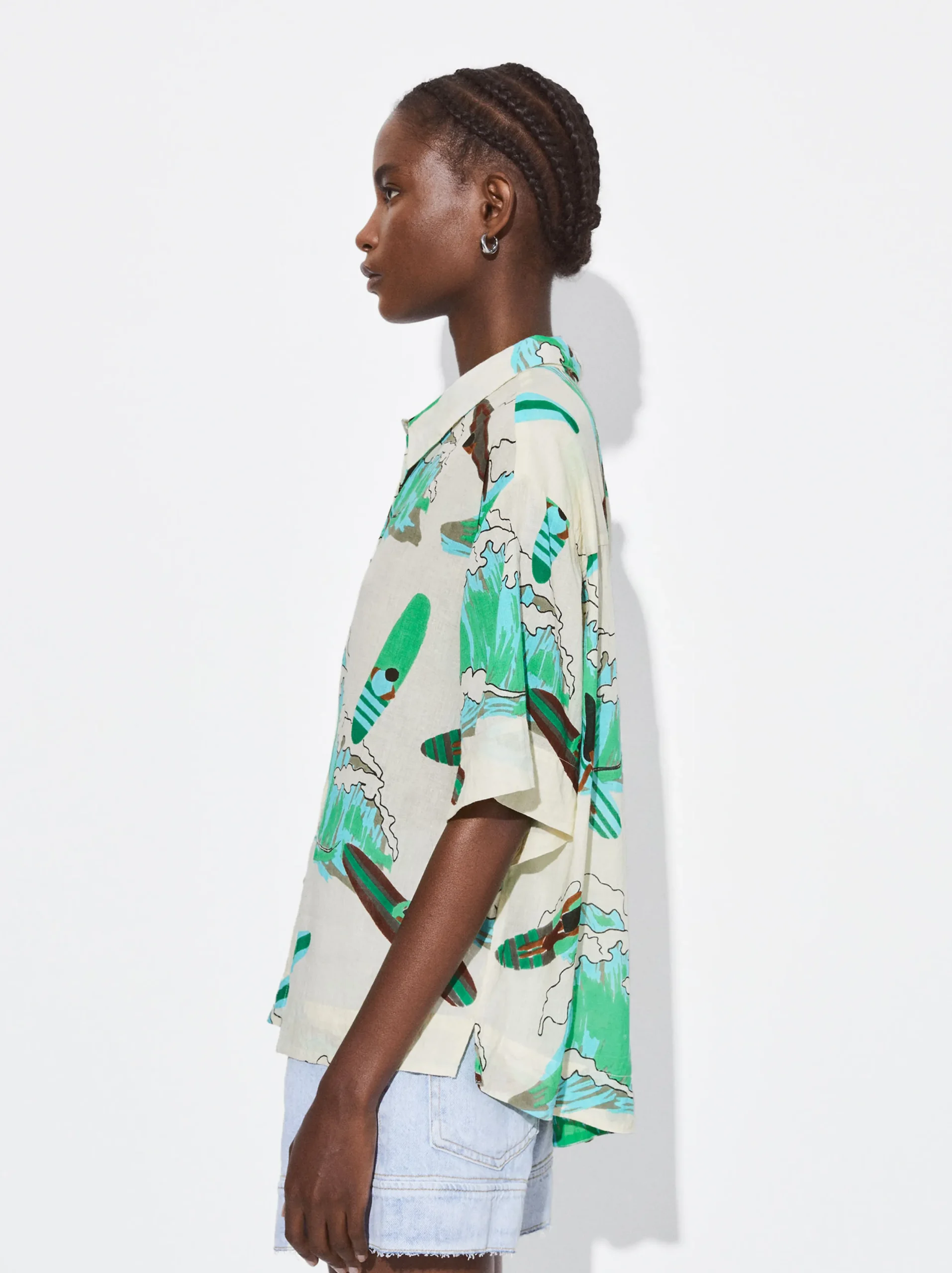 PARFOIS Camisa Algodón Estampada Multicor Fashion