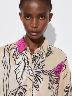 PARFOIS Camisa Algod&oacute;n Estampada Beige Cheap