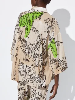 PARFOIS Camisa Algodón Estampada Beige Cheap