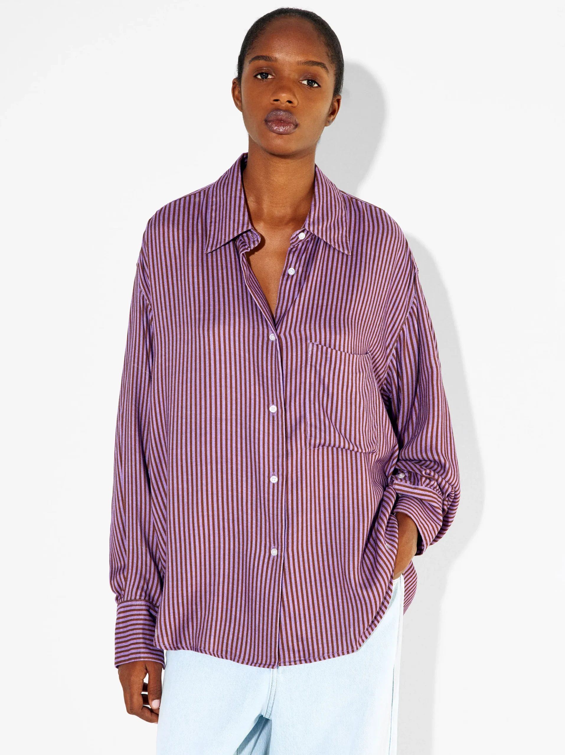 PARFOIS Camisa Con Rayas Violeta Discount