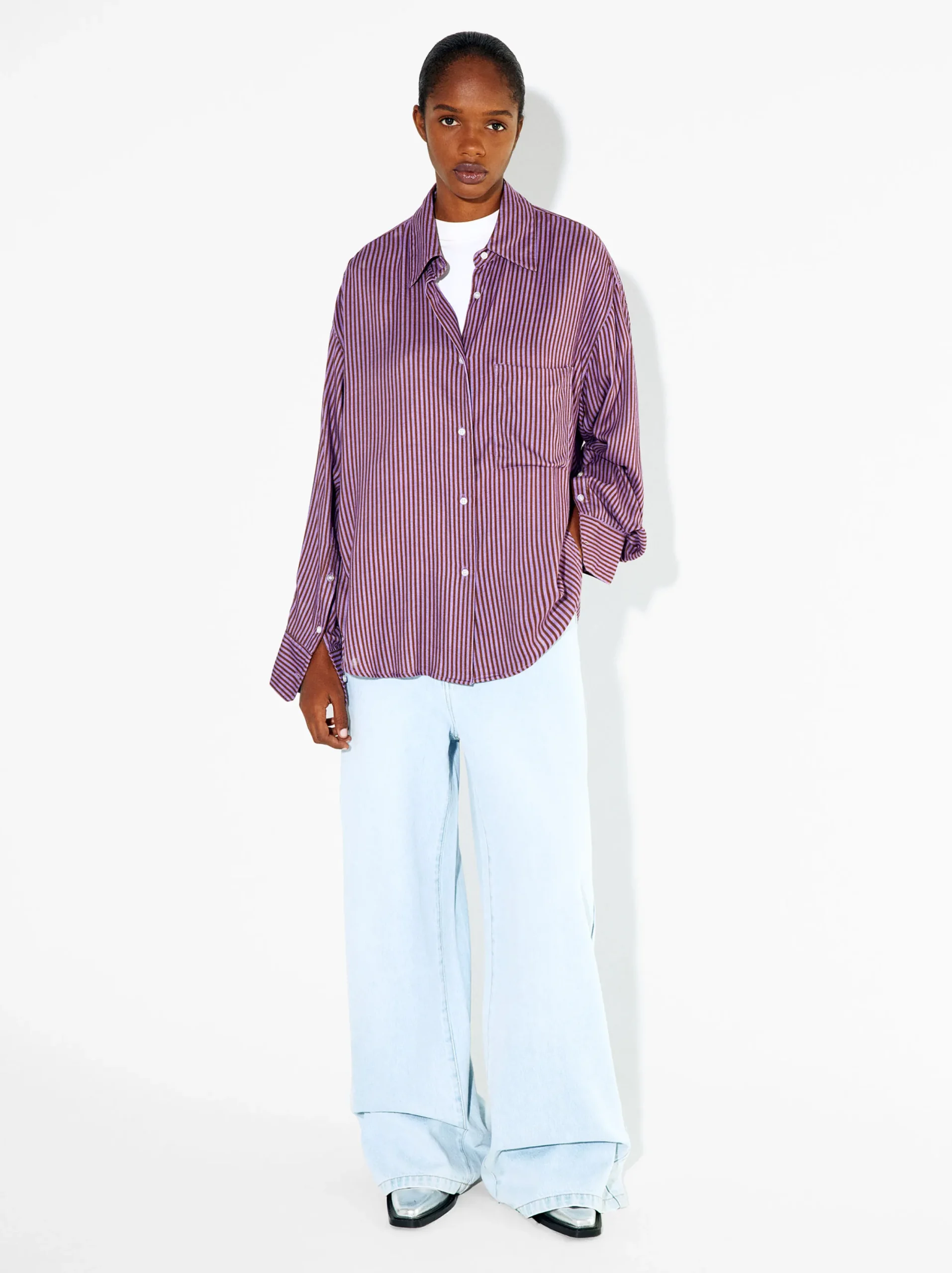 PARFOIS Camisa Con Rayas Violeta Discount